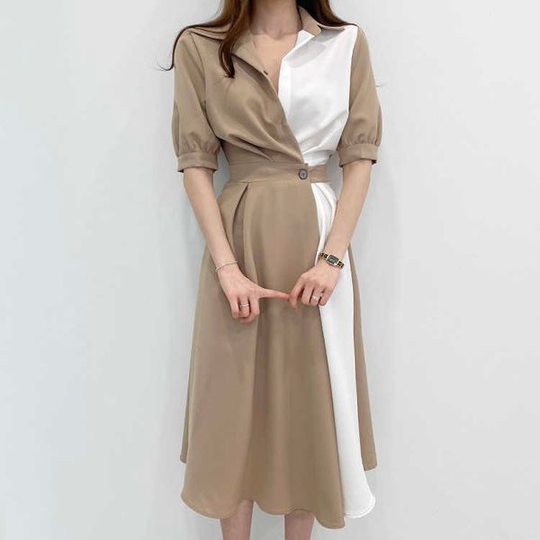 korea summer retro hit color lapel temperament short sleeve shirt female chic dress fashion 210526, Black;gray
korea summer retro hit color lapel temperament short sleeve shirt female chic dress fashion 210526, Black;gray