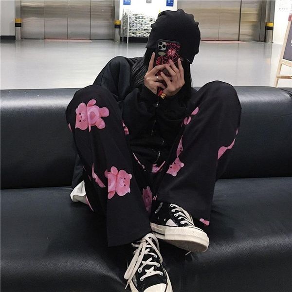women's pants & capris harajuku cartoon pink bear print casual trousers female high waist black straight y2k wide leg gothic, Black;white
women's pants & capris harajuku cartoon pink bear print casual trousers female high waist black straight y2k wide leg gothic, Black;white