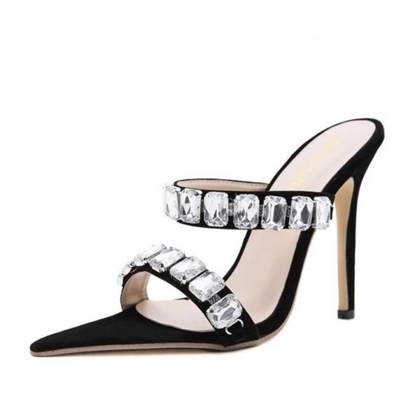 summer women fashion slippers high heel 12cm rhinestone crystal sandals thin ladies shoes party open-toed slides, Black
summer women fashion slippers high heel 12cm rhinestone crystal sandals thin ladies shoes party open-toed slides, Black