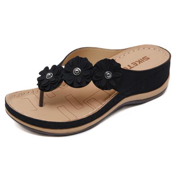 women's sandals summer wedges slippers female vintage flower flip flops women lady casual beach shoes zy379, Black
women's sandals summer wedges slippers female vintage flower flip flops women lady casual beach shoes zy379, Black