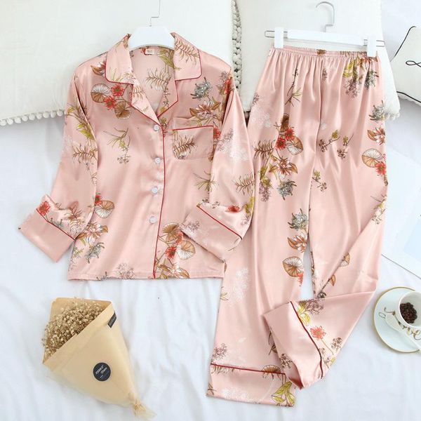 sleepwear pajamas autumn ice silk long sleeve trousers suit printing fashion pyjamas set, Black;red
sleepwear pajamas autumn ice silk long sleeve trousers suit printing fashion pyjamas set, Black;red