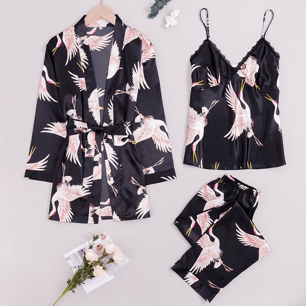 yaoting ice silk women's pajamas spring and summer suspender pants robe three piece suit home suit stz1320, Black;red
yaoting ice silk women's pajamas spring and summer suspender pants robe three piece suit home suit stz1320, Black;red
