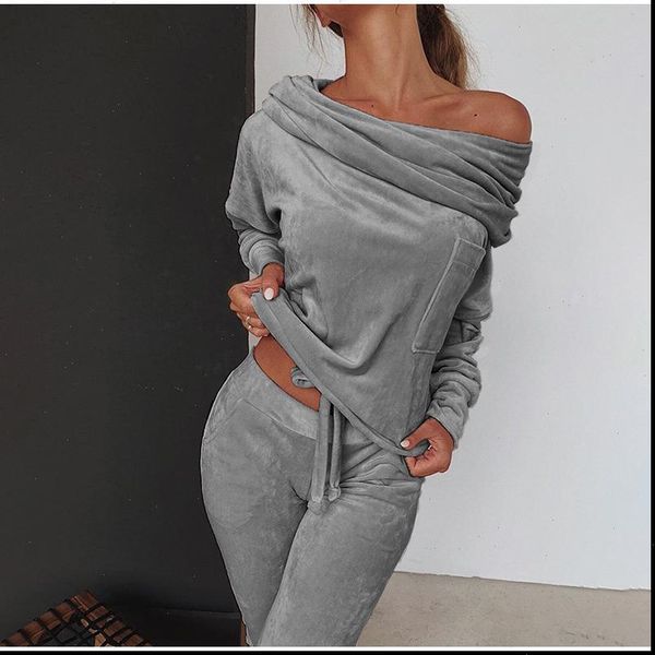 sets fashion solid casual women tracksuits slash neck clothing long sleeves full length elastic waist pants loose, Gray
sets fashion solid casual women tracksuits slash neck clothing long sleeves full length elastic waist pants loose, Gray