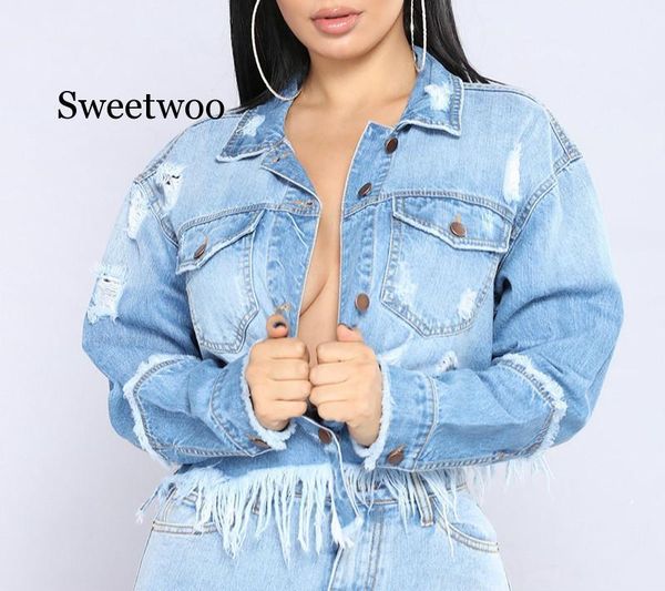 women's jackets 2021 tassel denim women hole boyfriend style long sleeve vintage jean jacket loose autumn coat, Black;brown
women's jackets 2021 tassel denim women hole boyfriend style long sleeve vintage jean jacket loose autumn coat, Black;brown