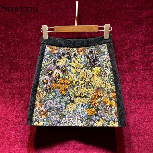 skirts svoryxiu designer summer vintage jacquard a line mini skirt women's flower print crystal beaded high quality, Black
skirts svoryxiu designer summer vintage jacquard a line mini skirt women's flower print crystal beaded high quality, Black