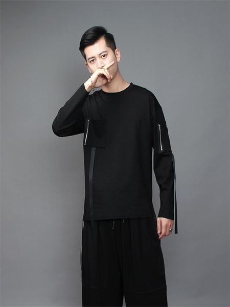 men's t-shirts long sleeve t-shirt spring and autumn dark round collar personality zipper pocket stitching design fashion, White;black
men's t-shirts long sleeve t-shirt spring and autumn dark round collar personality zipper pocket stitching design fashion, White;black