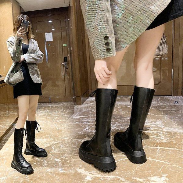 boots 2021 women's shoes autumn and winter british style knight high-platform casual front lace-up, Black
boots 2021 women's shoes autumn and winter british style knight high-platform casual front lace-up, Black