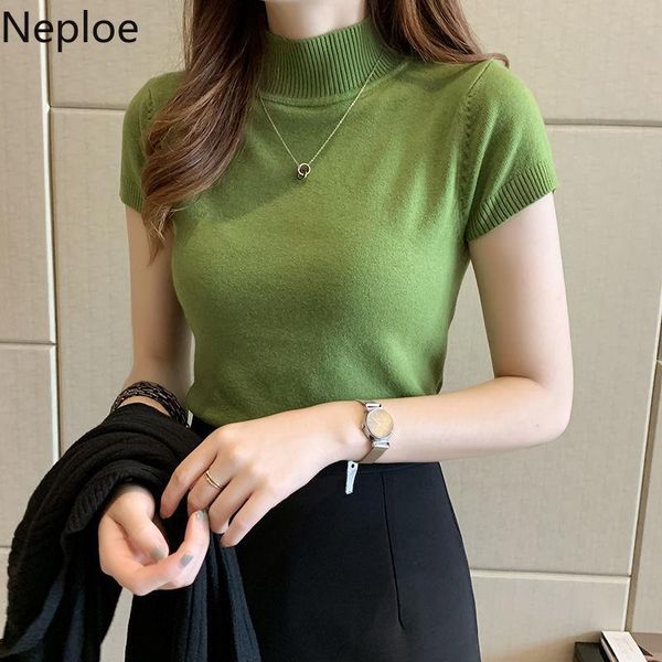 neploe fashion knitted short sleeve t shirt women 2021 half turtleneck stretch bottoming solid casual summer female women's t-shirt, White
neploe fashion knitted short sleeve t shirt women 2021 half turtleneck stretch bottoming solid casual summer female women's t-shirt, White
