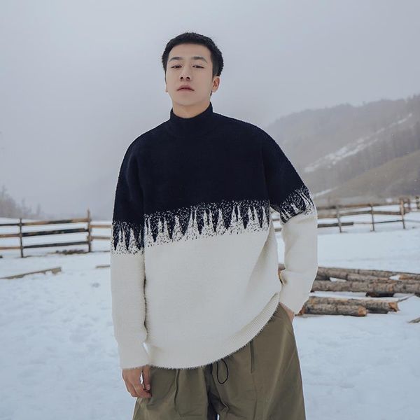 men's sweaters half turtle neck sweater winter vintage oversize male pullovers warm long sleeves thick mohair man clothes, White;black
men's sweaters half turtle neck sweater winter vintage oversize male pullovers warm long sleeves thick mohair man clothes, White;black