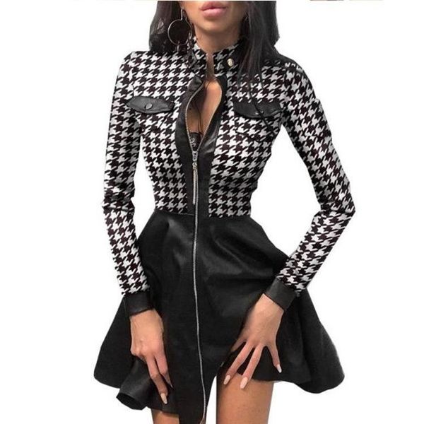 casual dresses fashion zipper slim pu leather dress stand collar print long sleeves mini autumn winter pocket elegant, Black;gray
casual dresses fashion zipper slim pu leather dress stand collar print long sleeves mini autumn winter pocket elegant, Black;gray