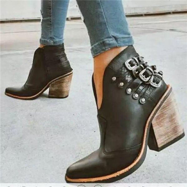 boots fashion buckle ankle plus size 35-43 zipper pointed toe short thick high-heeled pu leather shoes, Black
boots fashion buckle ankle plus size 35-43 zipper pointed toe short thick high-heeled pu leather shoes, Black