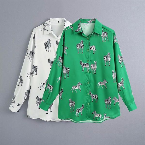 women's blouses & shirts elegant women soft button 2021 fashion ladies vintage zebra print shirt female chic loose casual girls, White
women's blouses & shirts elegant women soft button 2021 fashion ladies vintage zebra print shirt female chic loose casual girls, White