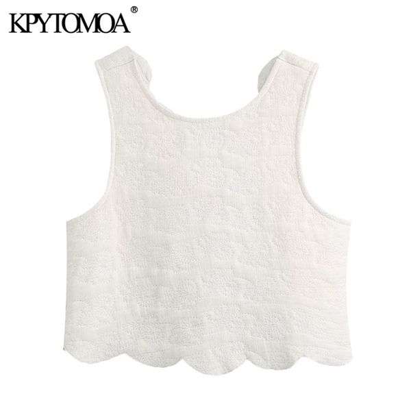 women fashion wavy hem quilted cropped blouses vintage sleeveless backless bow tied female shirts chic 210420, White
women fashion wavy hem quilted cropped blouses vintage sleeveless backless bow tied female shirts chic 210420, White