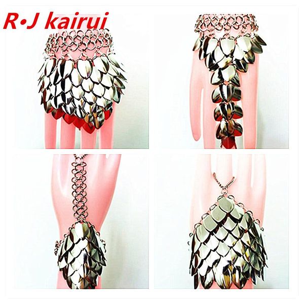 link, chain style rjha01 silver fish scale handmade hand chains jewelry unique scalemail mermaid, Black
link, chain style rjha01 silver fish scale handmade hand chains jewelry unique scalemail mermaid, Black