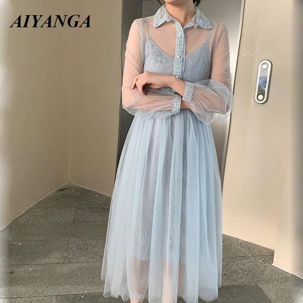 casual dresses 2021 spring dress women 2 piece set high waist mesh see-through ladies boho style lace pullovers sets 3 colors, Black;gray
casual dresses 2021 spring dress women 2 piece set high waist mesh see-through ladies boho style lace pullovers sets 3 colors, Black;gray