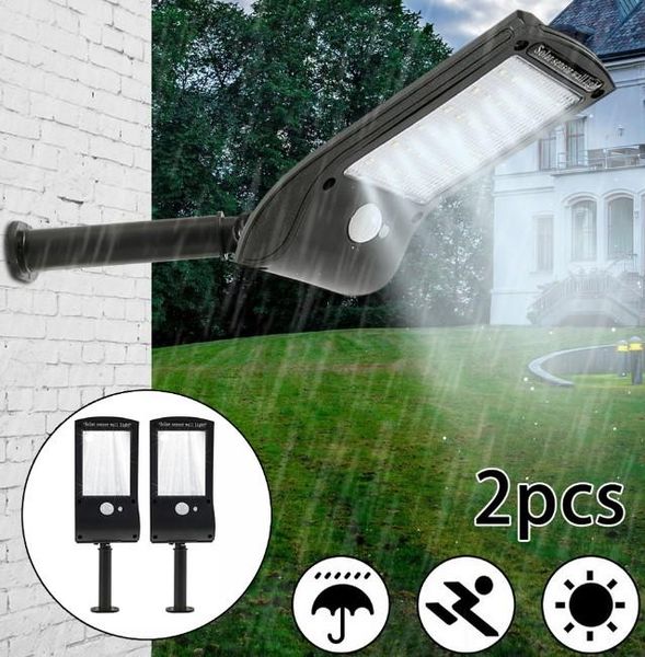 solar lamps 2pcs led street light cob waterproof pir motion sensor lamp