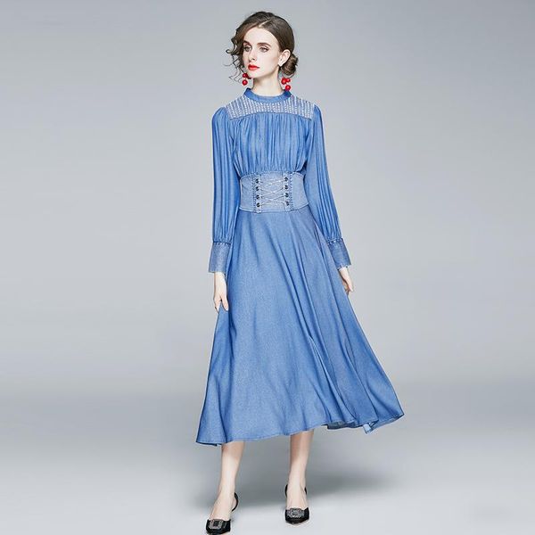 casual dresses vestidos de mujer 2021 fall fashion designer runway industry embroidered denim dress elegant party long sleeve, Black;gray
casual dresses vestidos de mujer 2021 fall fashion designer runway industry embroidered denim dress elegant party long sleeve, Black;gray