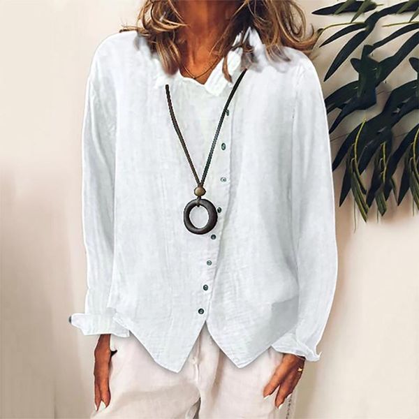 women's blouses & shirts fashion cotton and linen blouse women casual solid buttons long sleeves shirt plus size blusas mujer de moda, White
women's blouses & shirts fashion cotton and linen blouse women casual solid buttons long sleeves shirt plus size blusas mujer de moda, White