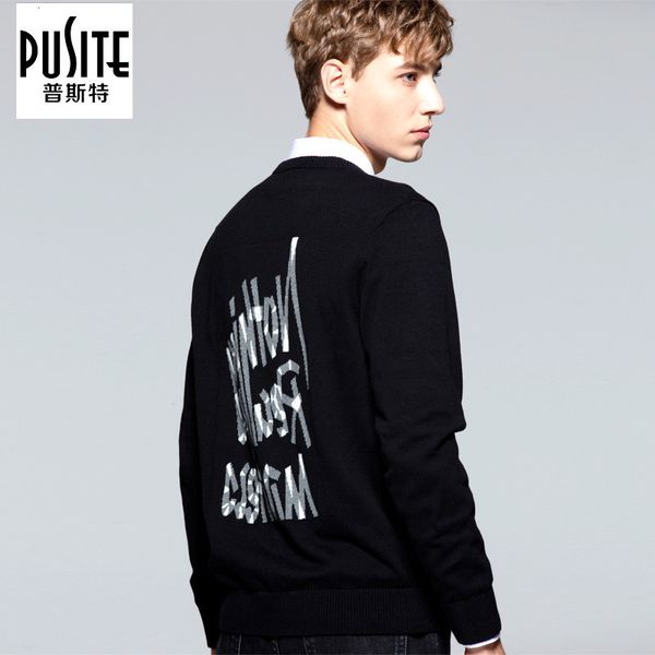 sweater knit pusite autumn and winter men's slim fitting pullover ted cardigan chao brand long sleeve, White;black
sweater knit pusite autumn and winter men's slim fitting pullover ted cardigan chao brand long sleeve, White;black
