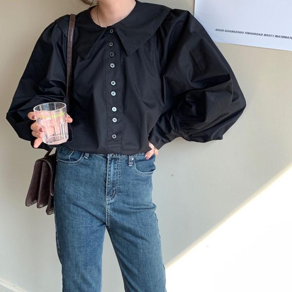 dress korean style vintage blouses spring lantern long sleeve doll collar solid comfortable loose shirt women, White
dress korean style vintage blouses spring lantern long sleeve doll collar solid comfortable loose shirt women, White