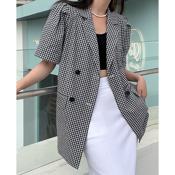 elegant short sleeve plaid print blazers women fashion office lady woman jacket casual loose all-match coat female summer 210525, White;black
elegant short sleeve plaid print blazers women fashion office lady woman jacket casual loose all-match coat female summer 210525, White;black