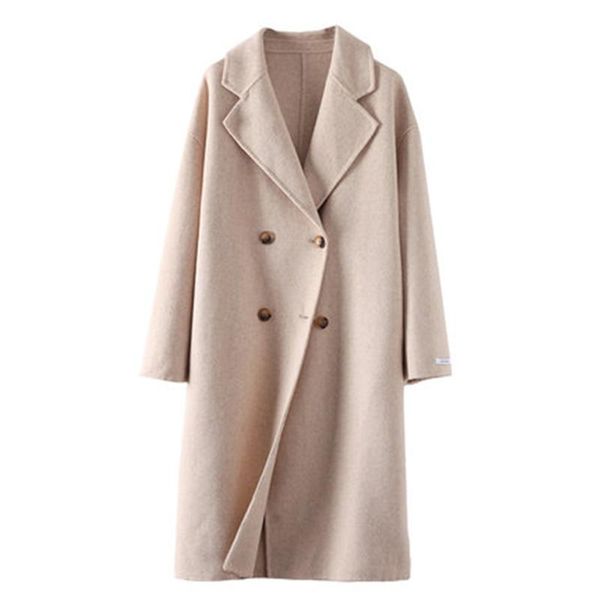 women's wool & blends quality winter coats double-sided cashmere female overcoats 100% loose large size lady long outerwear, Black
women's wool & blends quality winter coats double-sided cashmere female overcoats 100% loose large size lady long outerwear, Black