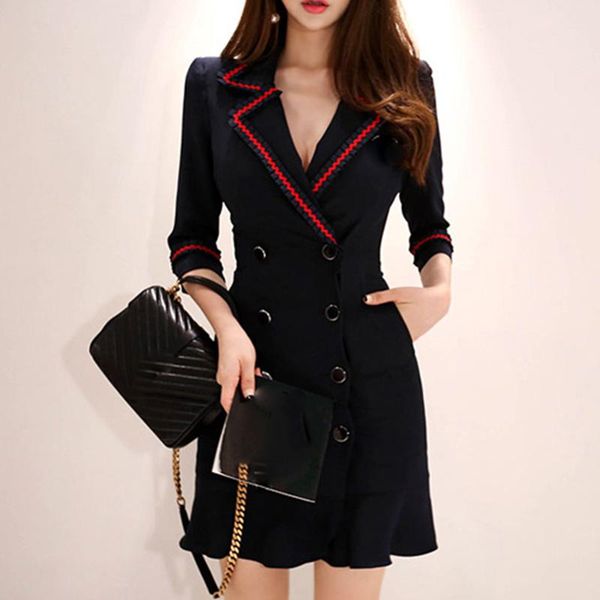 casual dresses 2021 spring autumn double button blue office lady dress elegant long sleeve v-neck warm fashion hip ruffle, Black;gray
casual dresses 2021 spring autumn double button blue office lady dress elegant long sleeve v-neck warm fashion hip ruffle, Black;gray
