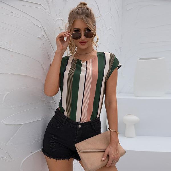 women's blouses & shirts 2021 spring summer ladies blouse shirt o- neck irregular stripes short sleeve backless print casual for w, White
women's blouses & shirts 2021 spring summer ladies blouse shirt o- neck irregular stripes short sleeve backless print casual for w, White