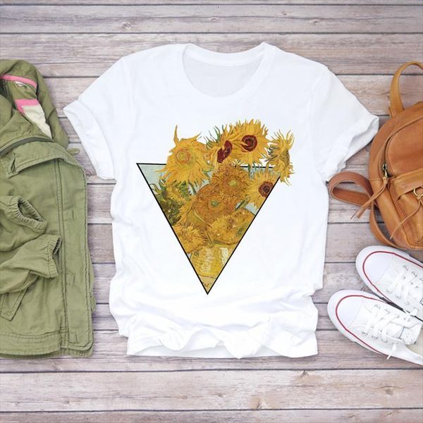 men sunflower painting cartoon t shirts lady aesthetic cute summer ladies mens graphic female tee, White;black
men sunflower painting cartoon t shirts lady aesthetic cute summer ladies mens graphic female tee, White;black