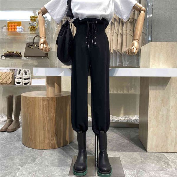 capri niche design 2021 cross belts bud flower high waist hare pants leg, Black;white
capri niche design 2021 cross belts bud flower high waist hare pants leg, Black;white