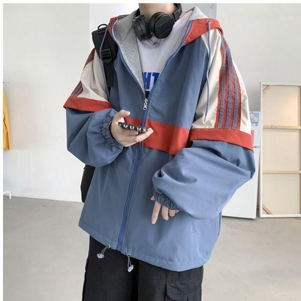 men's jackets 2021 autumn and winter youth fashion loose-fitting double-sided hong kong style hooded jacket casual top, Black;brown 
men's jackets 2021 autumn and winter youth fashion loose-fitting double-sided hong kong style hooded jacket casual top, Black;brown