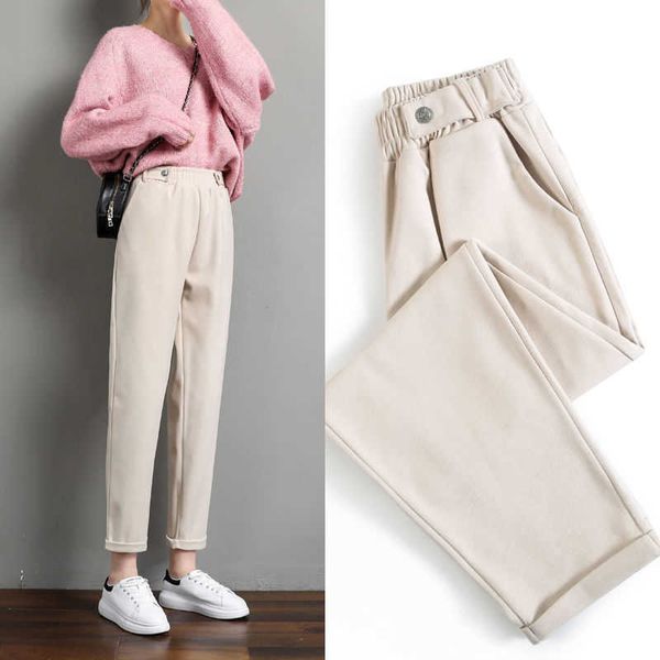 women woolen pants autumn winter casual solid elastic waist harem pants full length trousers s-xxl 211006, Black;white
women woolen pants autumn winter casual solid elastic waist harem pants full length trousers s-xxl 211006, Black;white