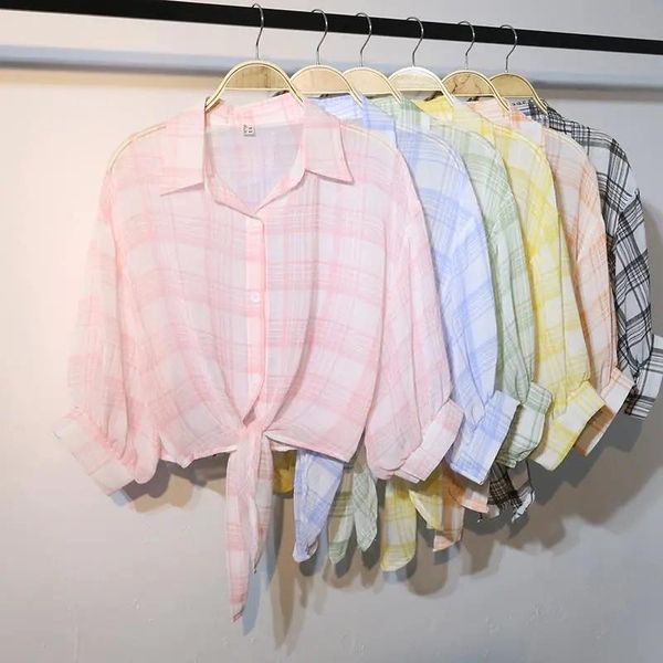 women's blouses & shirts thin lace-up check sunscreen shirt women 2021 summer korean fashion lantern sleeve chiffon cloak air condition, White
women's blouses & shirts thin lace-up check sunscreen shirt women 2021 summer korean fashion lantern sleeve chiffon cloak air condition, White