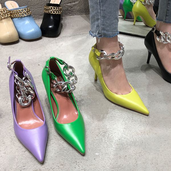 dress shoes purple green yellow spring brand women fashion metal chain ladies pointed toe pumps thin high orp7, Black
dress shoes purple green yellow spring brand women fashion metal chain ladies pointed toe pumps thin high orp7, Black