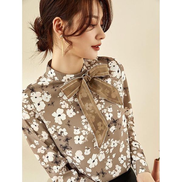 women's polos shirt 2021 spring and autumn floral sense niche bow loose chiffon long sleeve, White
women's polos shirt 2021 spring and autumn floral sense niche bow loose chiffon long sleeve, White