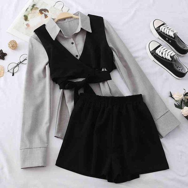 women's t-shirt novo colete feminino de renda com lapela, camisa manga prida e bermuda fashion, três peças pu7q, White
women's t-shirt novo colete feminino de renda com lapela, camisa manga prida e bermuda fashion, três peças pu7q, White