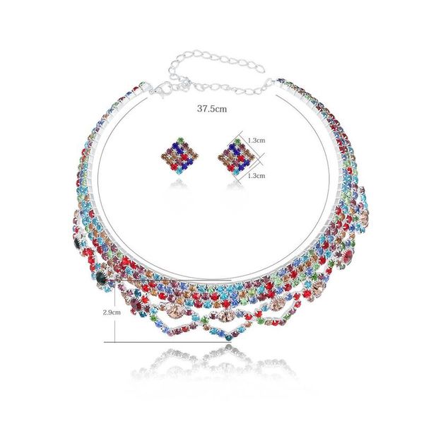 earrings & necklace fashion women jewelry set shining rhinestone wedding party banquet for accessories, Silver
earrings & necklace fashion women jewelry set shining rhinestone wedding party banquet for accessories, Silver