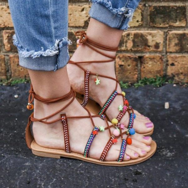 summer pompon cross tied gladiator sandals women bohemian ethnic style woman beach casual flats lace-up roma shoes big size, Black
summer pompon cross tied gladiator sandals women bohemian ethnic style woman beach casual flats lace-up roma shoes big size, Black