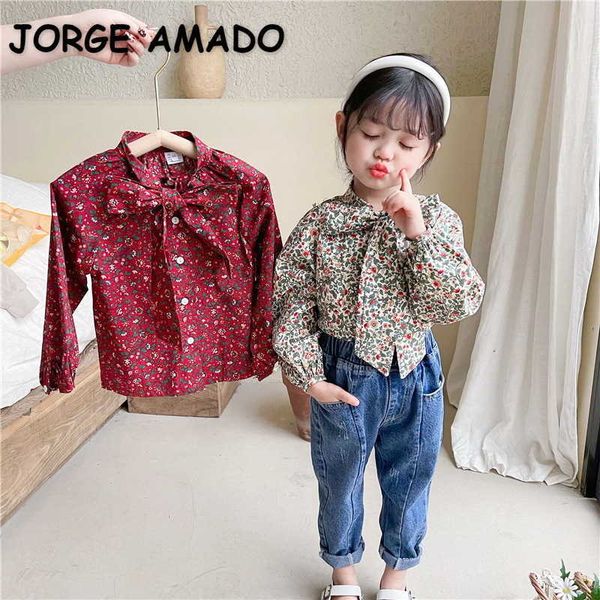 wholesale spring korean style girls shirts long puff bow floral princess blouses children fashion clothing e5020 210610, White;black
wholesale spring korean style girls shirts long puff bow floral princess blouses children fashion clothing e5020 210610, White;black