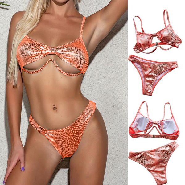 women's swimwear itranyee 2021 women summer underwire hollow push up padded bra shiny snakeskin pattern micro thong bikini set beachwea, White;black
women's swimwear itranyee 2021 women summer underwire hollow push up padded bra shiny snakeskin pattern micro thong bikini set beachwea, White;black