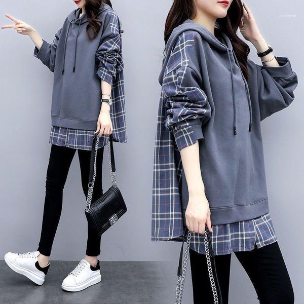 cashmere thickened autumn winter korean women's casual large loose hooded fashion sweater fake two piece mid length, White
cashmere thickened autumn winter korean women's casual large loose hooded fashion sweater fake two piece mid length, White