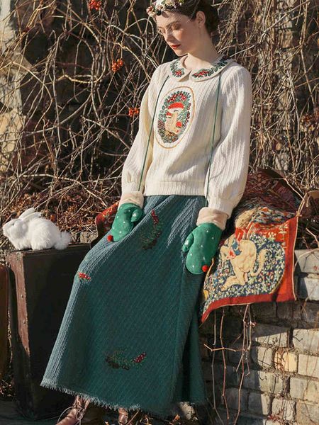 casual dresses original design autumn winter women elegant vintage blue mori girls exquisite fruits embroidery lace hem knitted skirts zozn, Black;gray
casual dresses original design autumn winter women elegant vintage blue mori girls exquisite fruits embroidery lace hem knitted skirts zozn, Black;gray