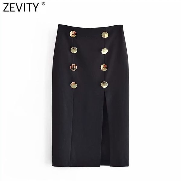 zevity women vintage double breasted design black straight midi skirt faldas mujer female back zipper split vestidos qun755 210621
zevity women vintage double breasted design black straight midi skirt faldas mujer female back zipper split vestidos qun755 210621