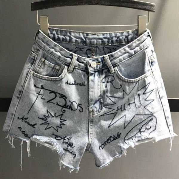 plus size summer fashion letters womens shorts embroidered denim wide leg jeans, White;black
plus size summer fashion letters womens shorts embroidered denim wide leg jeans, White;black
