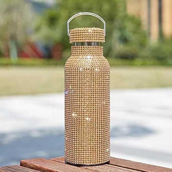 water bottles 350/500/750ml creative diamond vacuum flask kettle mug stainless and gifts women's steel men's o0a8