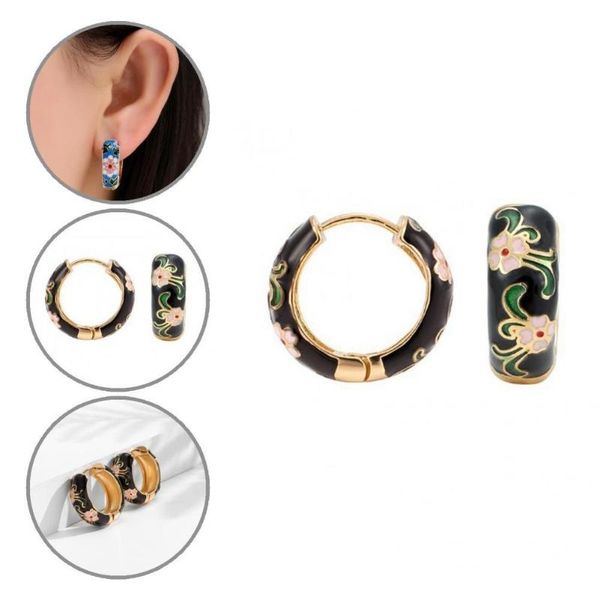 hoop & huggie delicate circle earring skin-friendly piercing floral print stud 1 pair, Golden;silver
hoop & huggie delicate circle earring skin-friendly piercing floral print stud 1 pair, Golden;silver