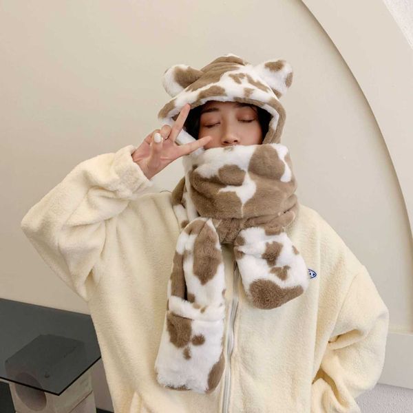 winter cute leopard print hat scarf one two piece set thickened plush warm bib student female, Blue;gray
winter cute leopard print hat scarf one two piece set thickened plush warm bib student female, Blue;gray