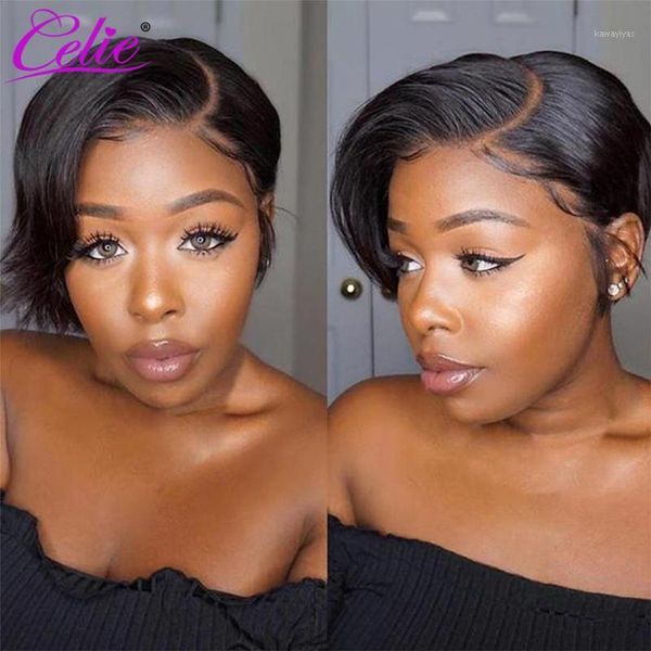 celie straight pixie cut wig for black women bob human hair wigs lace front side part hair1, Black;brown
celie straight pixie cut wig for black women bob human hair wigs lace front side part hair1, Black;brown