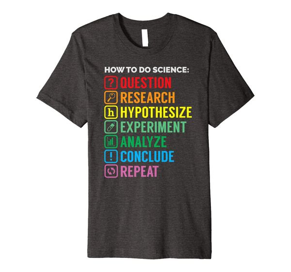 the scientific method science lovers fitted tee shirt, White;black