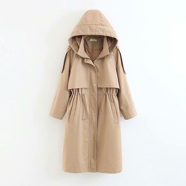 women's trench coats women casual windbreaker long sleeve zipper hooded outwear solid color double pocket spring autumn female, Tan;black
women's trench coats women casual windbreaker long sleeve zipper hooded outwear solid color double pocket spring autumn female, Tan;black